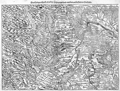 Vecchia mappa della Svizzera di Sebastian Münster, 1550 da Sebastian Munster